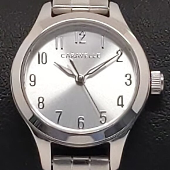 Caravelle Ladies Quartz Watch By Bulova Silvertone White Dial 24mm - Picture 9 of 12